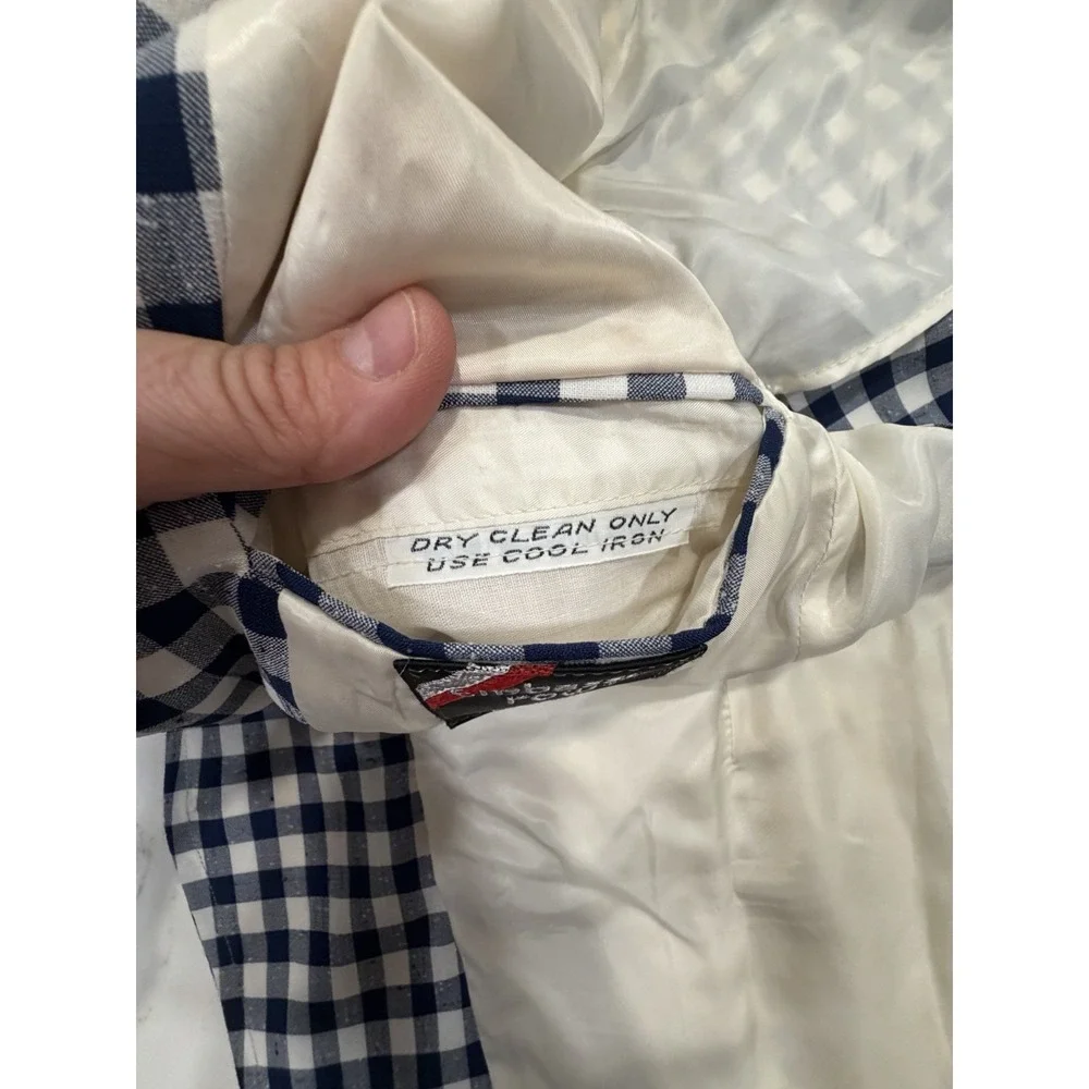 1950s Blazer Mens Navy Blue White Gingham Check Sport Coat Jacket Embassy Row 40
